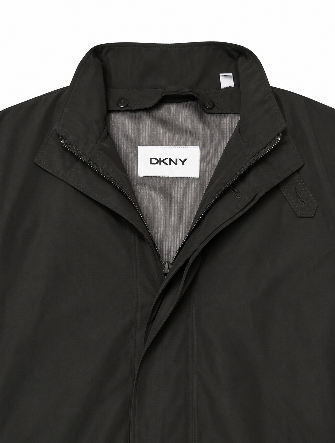 DKNY Black Minimal Technical Hooded Rain Coat Jacket