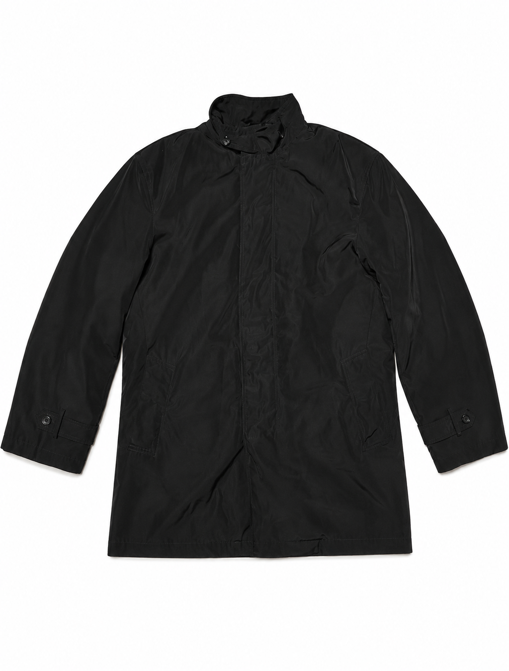 DKNY Black Minimal Technical Hooded Rain Coat Jacket