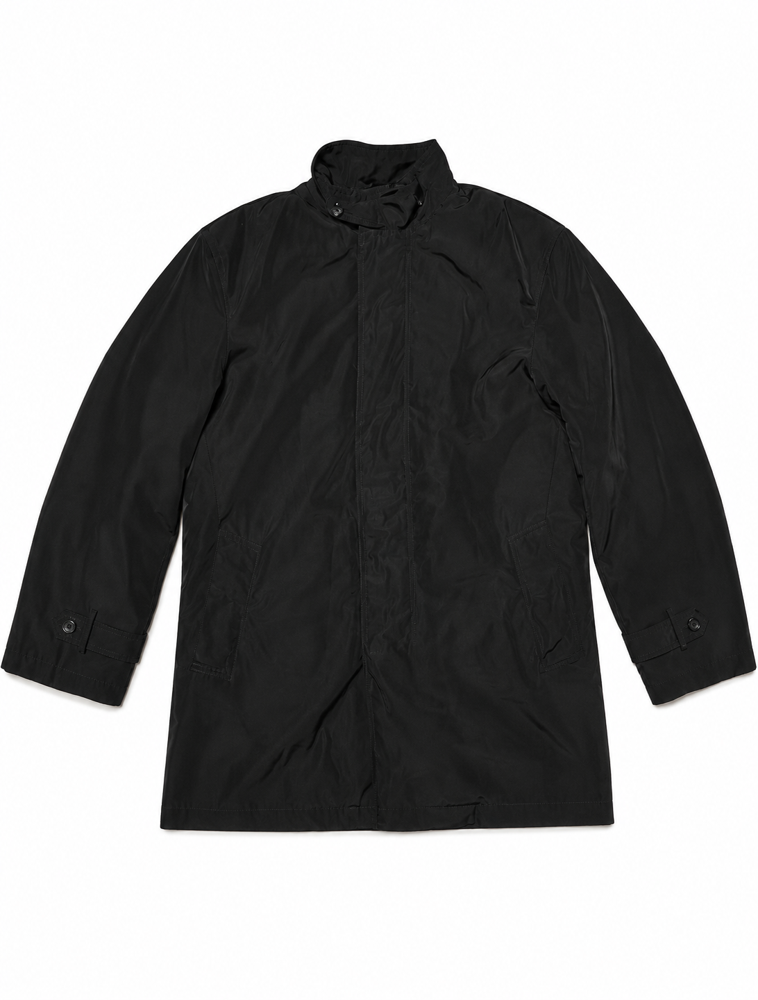 DKNY Black Minimal Technical Hooded Rain Coat Jacket