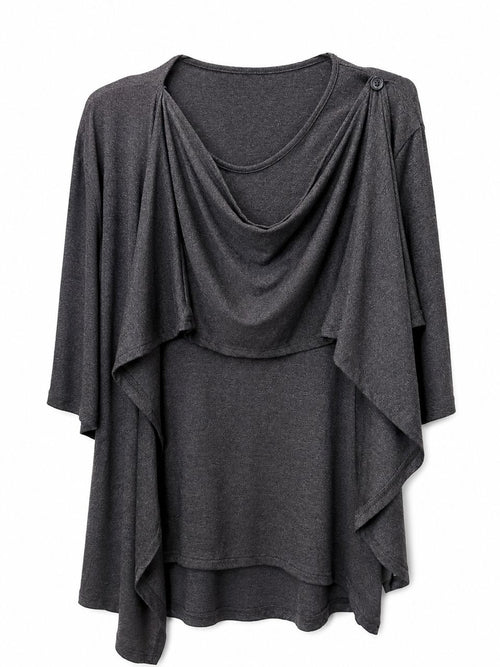 Asymmetrical Drop Neck Knit Top