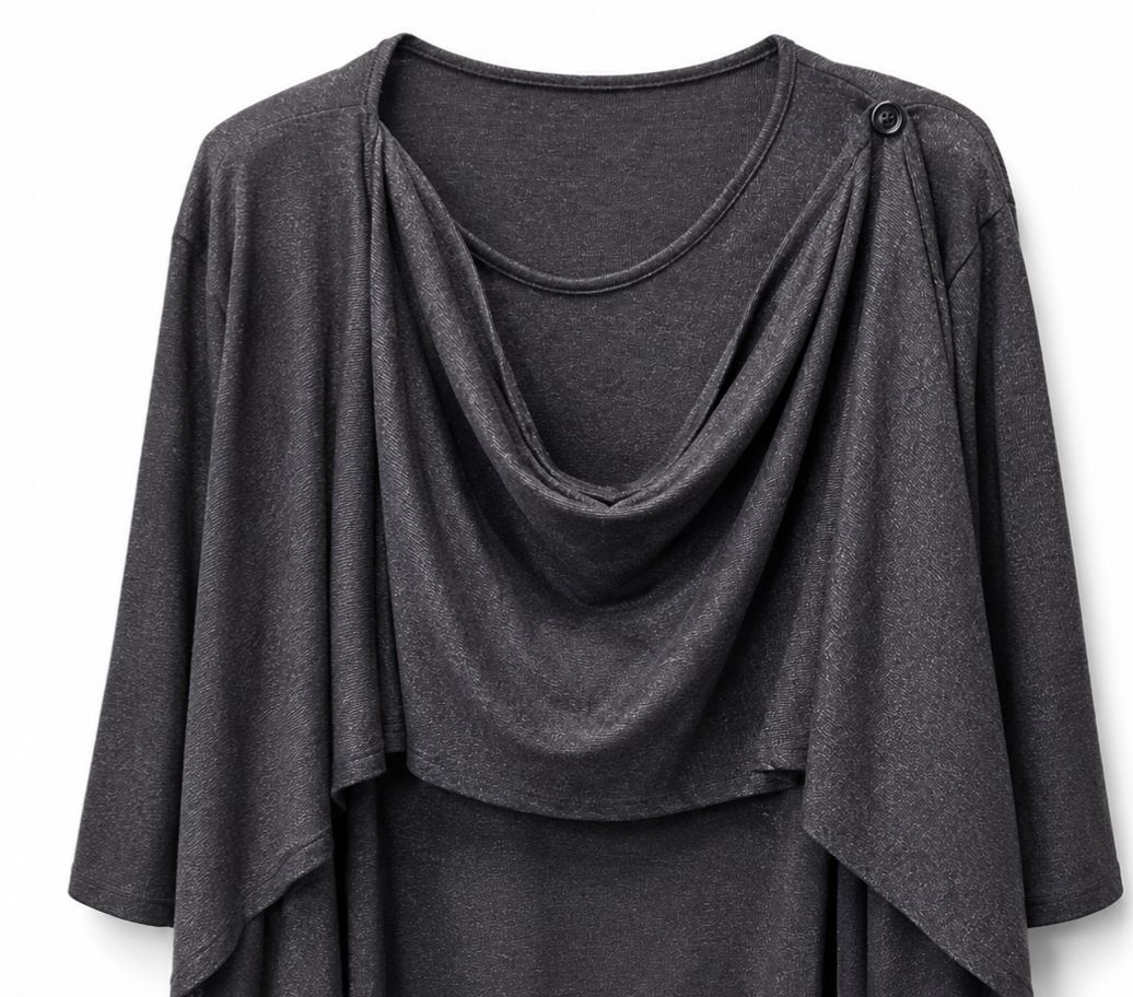 Asymmetrical Drop Neck Knit Top