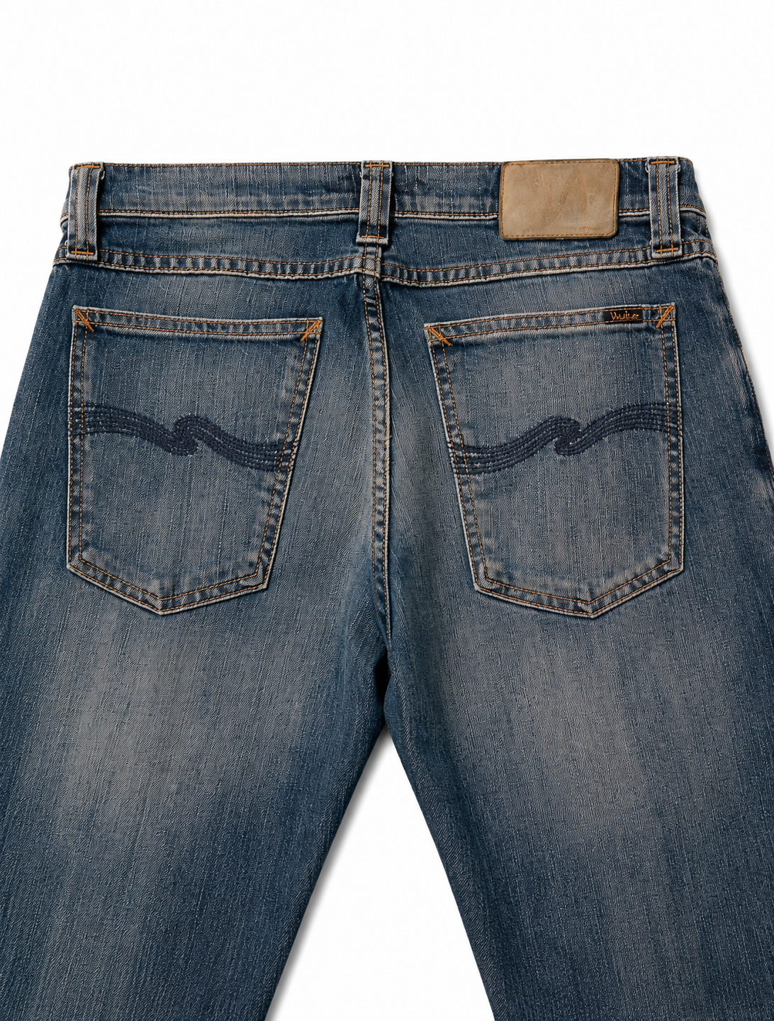 Nudie Bootcut – Indigo Wave Stitch, Amber Topstitch