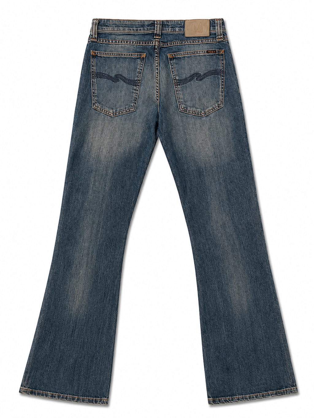 Nudie Bootcut – Indigo Wave Stitch, Amber Topstitch