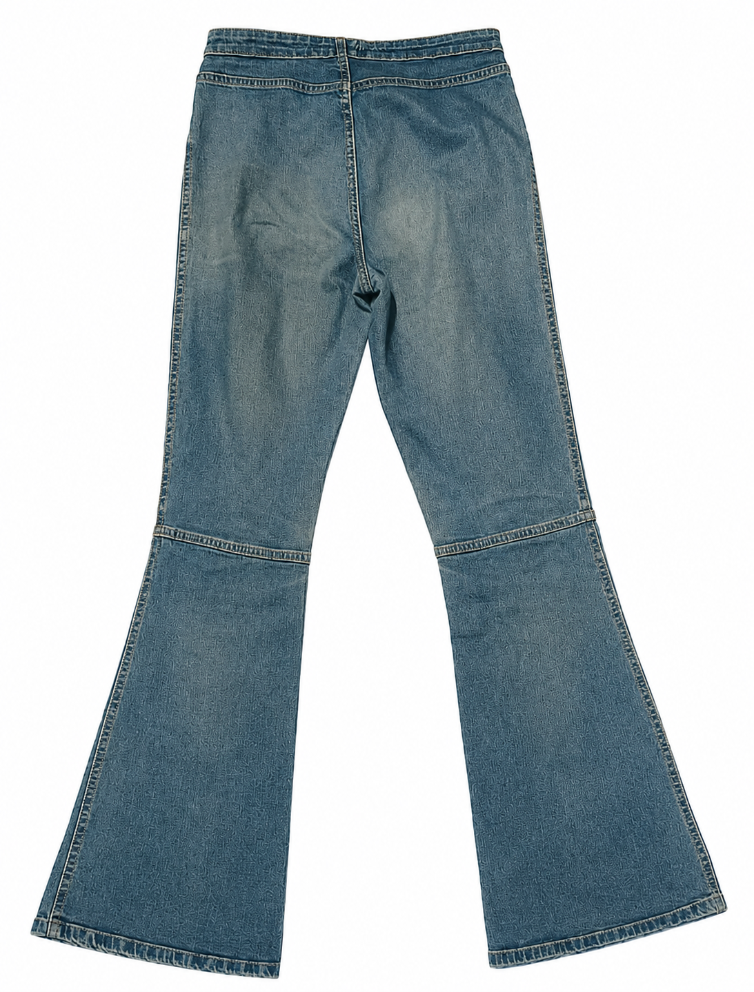 Atomic Jeans Y2K Flare – Cross Appliqué, O-Ring Belt
