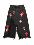 Chrome Hearts Inspired Asymmetrical Denim Skirt