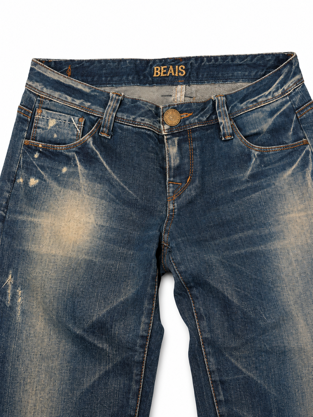 BEAIS Bootcut – Worn Medium Wash, Sand-Blasted Fade