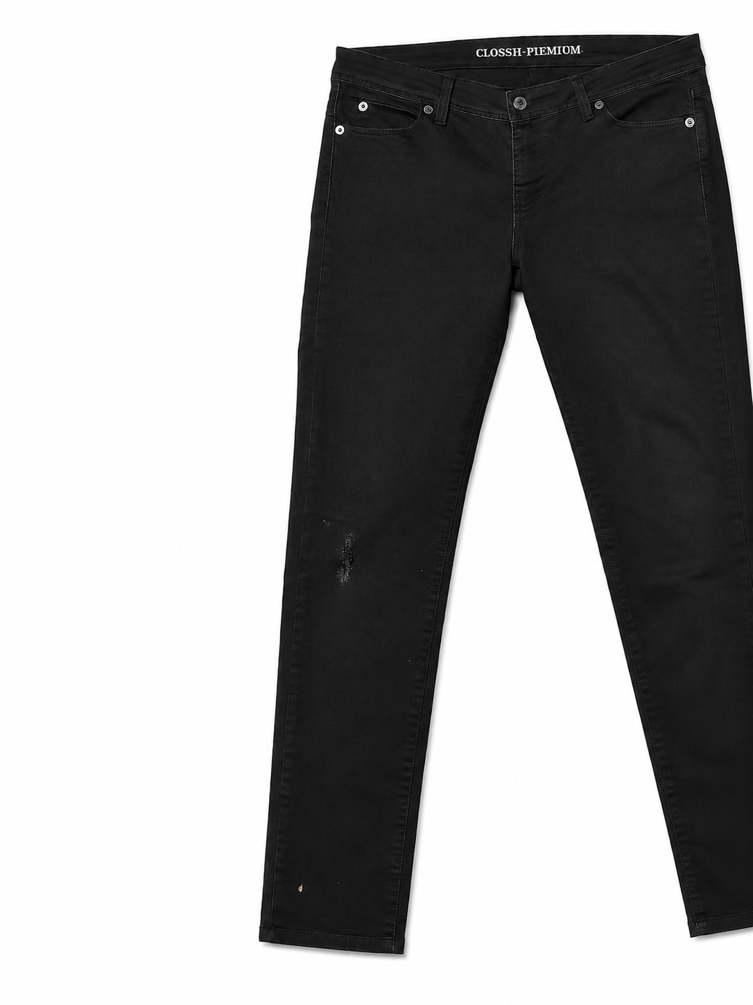 Closshi Black Slim – Distressed Knee, Tonal Hardware