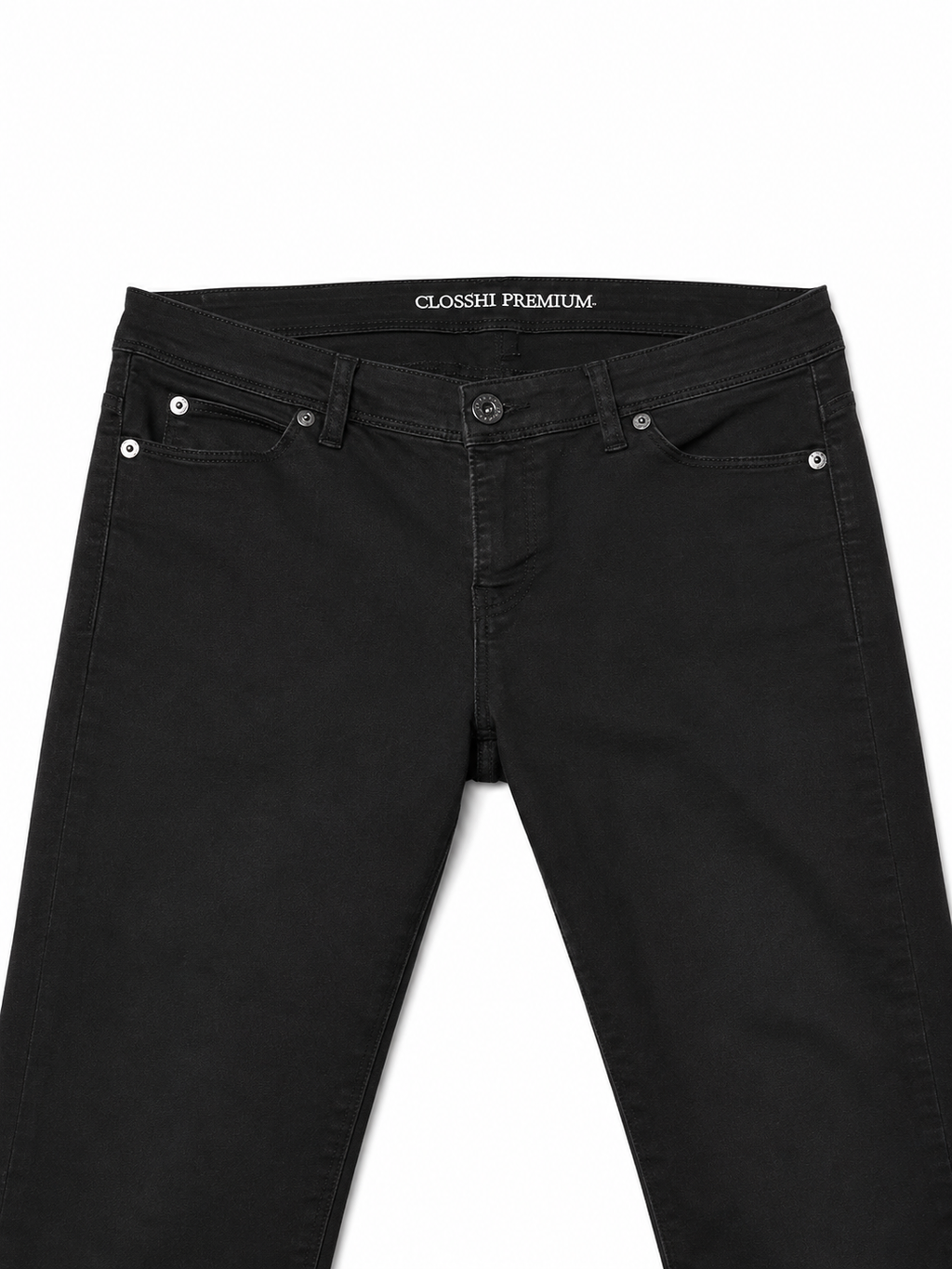 Closshi Black Slim – Distressed Knee, Tonal Hardware