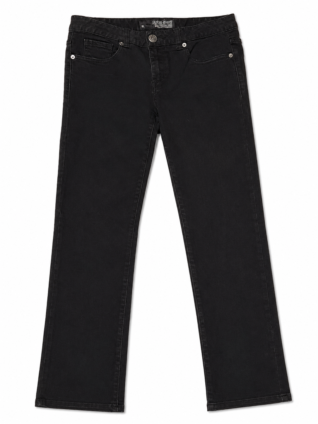Vintage Guess Bootcut – Black, Low-Rise, Inverted Triangle Badge