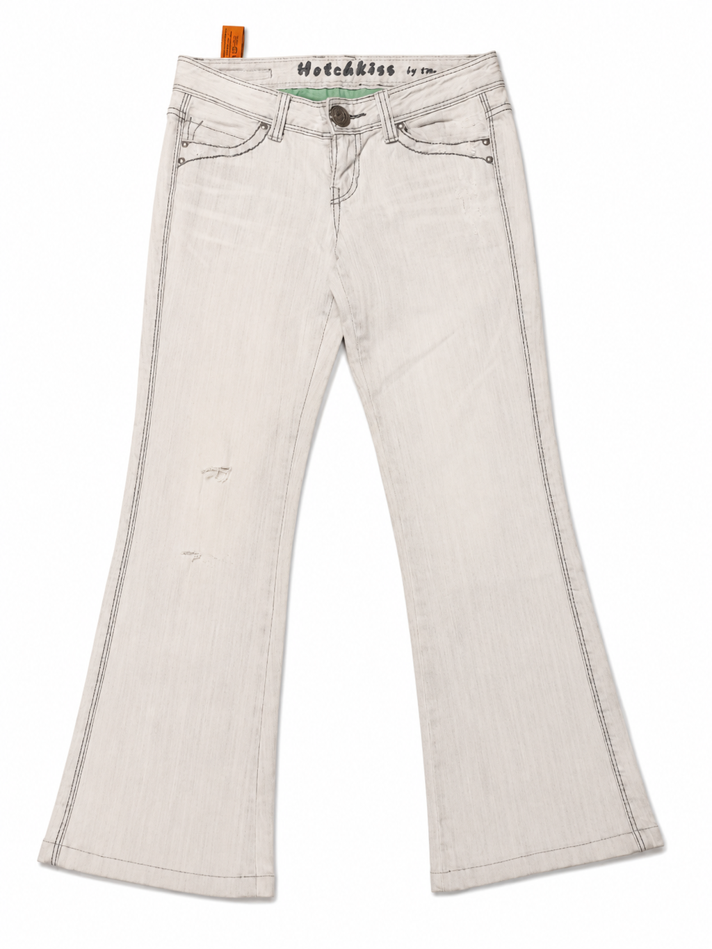Hotchkiss by JM Low-Rise Flare Jeans – Bleached Ash Denim with Mint Lining