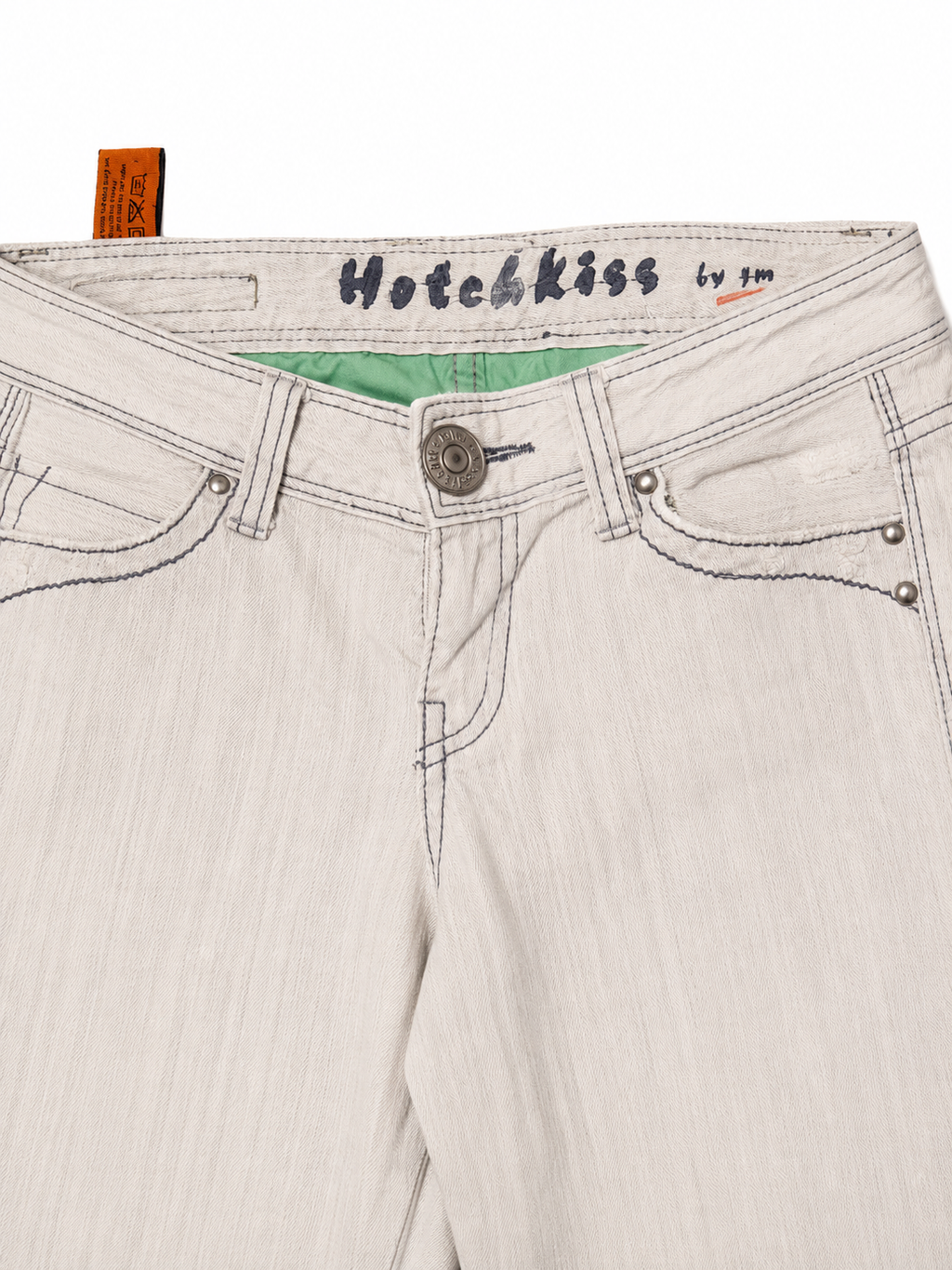 Hotchkiss by JM Low-Rise Flare Jeans – Bleached Ash Denim with Mint Lining