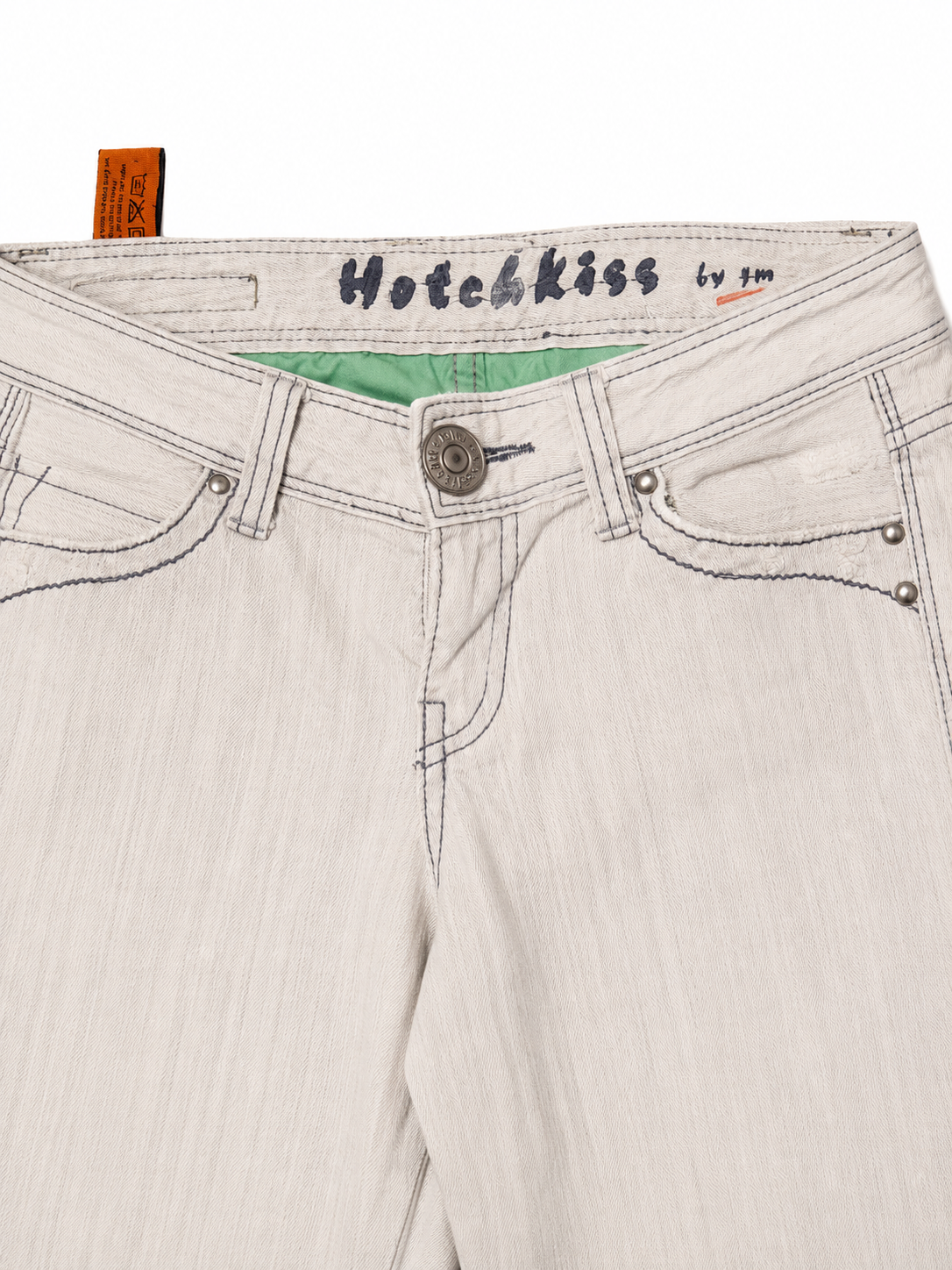 Hotchkiss by JM Low-Rise Flare Jeans – Bleached Ash Denim with Mint Lining