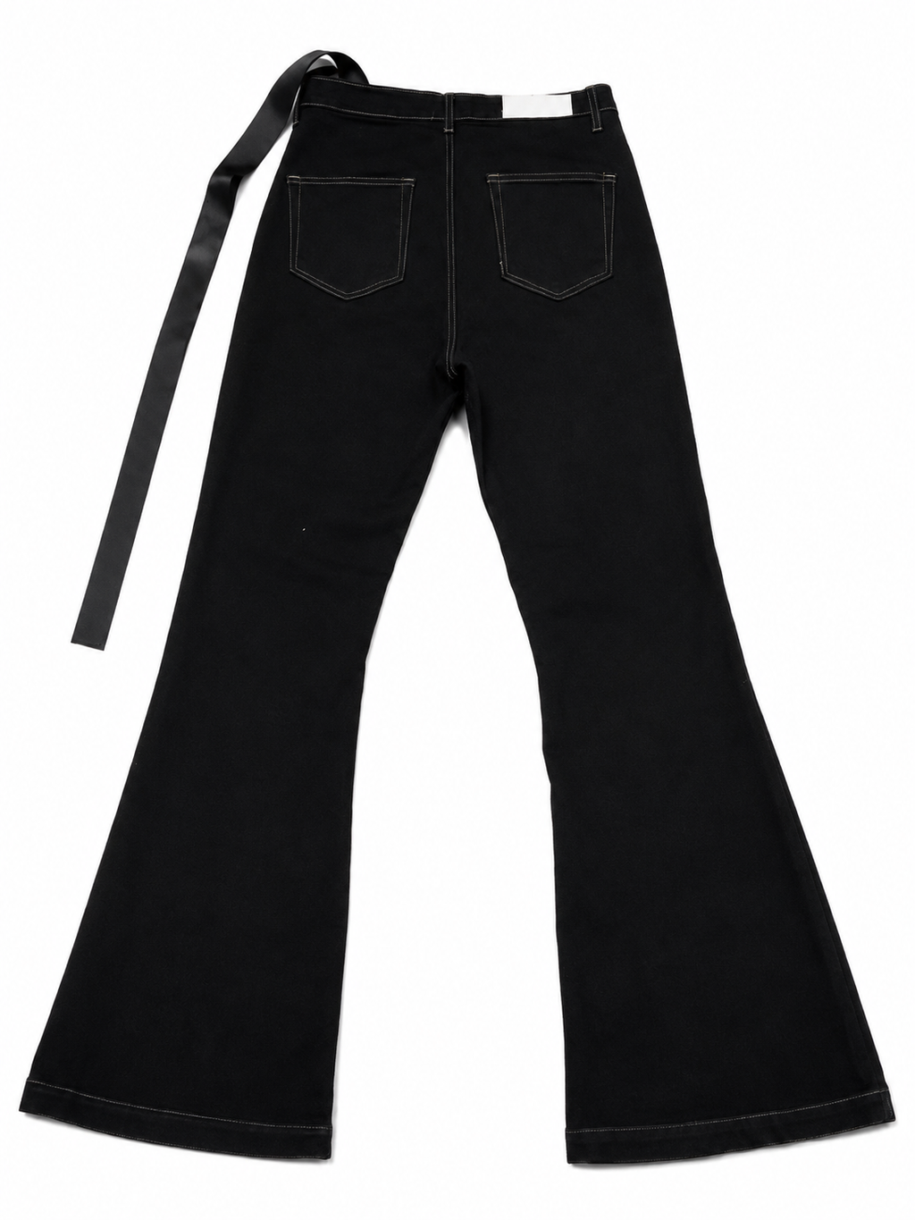 Mijko Wide-Leg Flare – Black Strap Detail, White Stitch