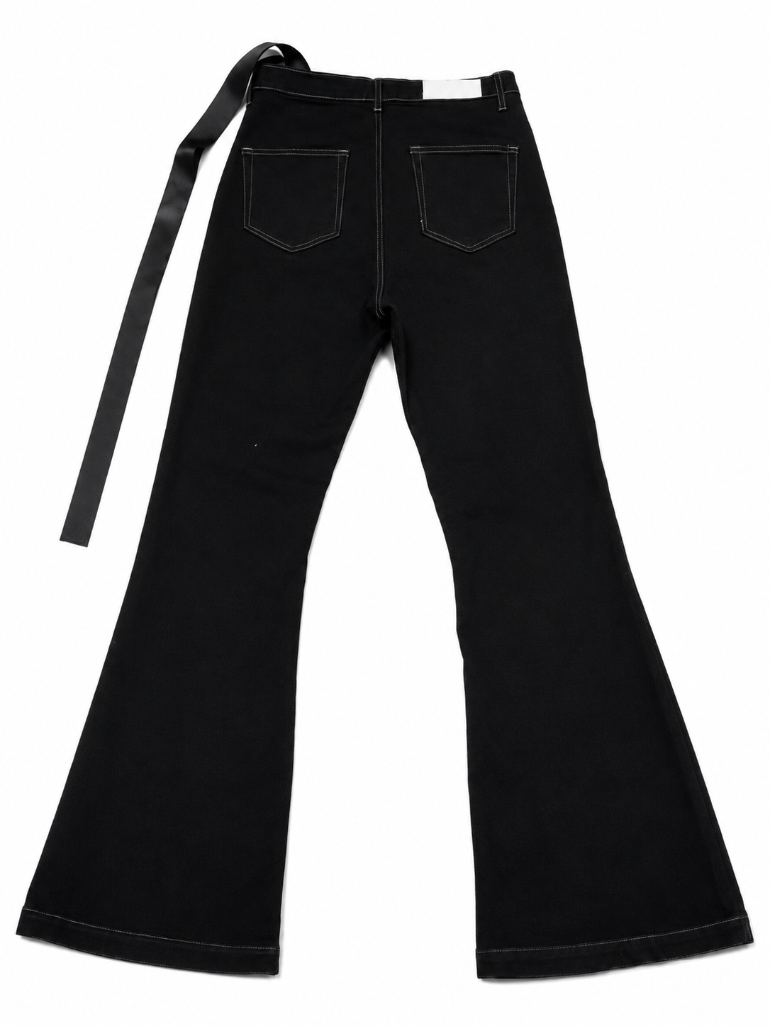 Mijko Wide-Leg Flare – Black Strap Detail, White Stitch