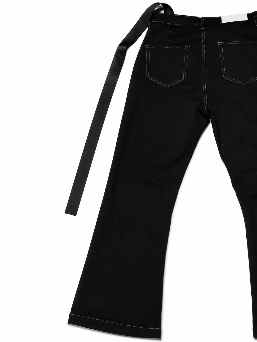 Mijko Wide-Leg Flare – Black Strap Detail, White Stitch