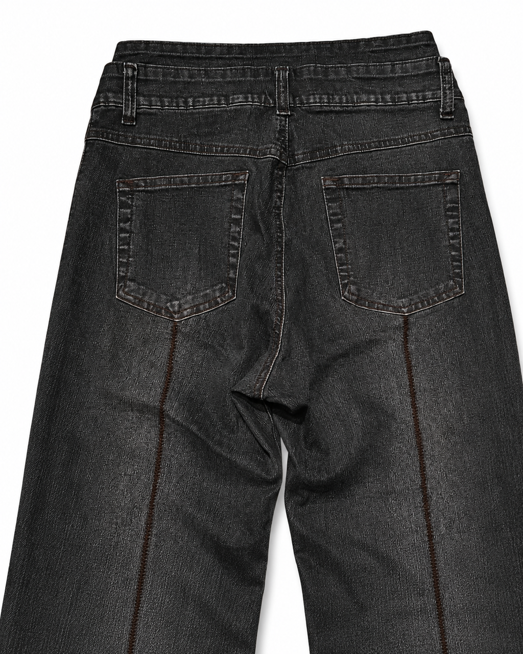 SUNROSE Low-Rise Bootcut – Faded Charcoal, Brown Stitch