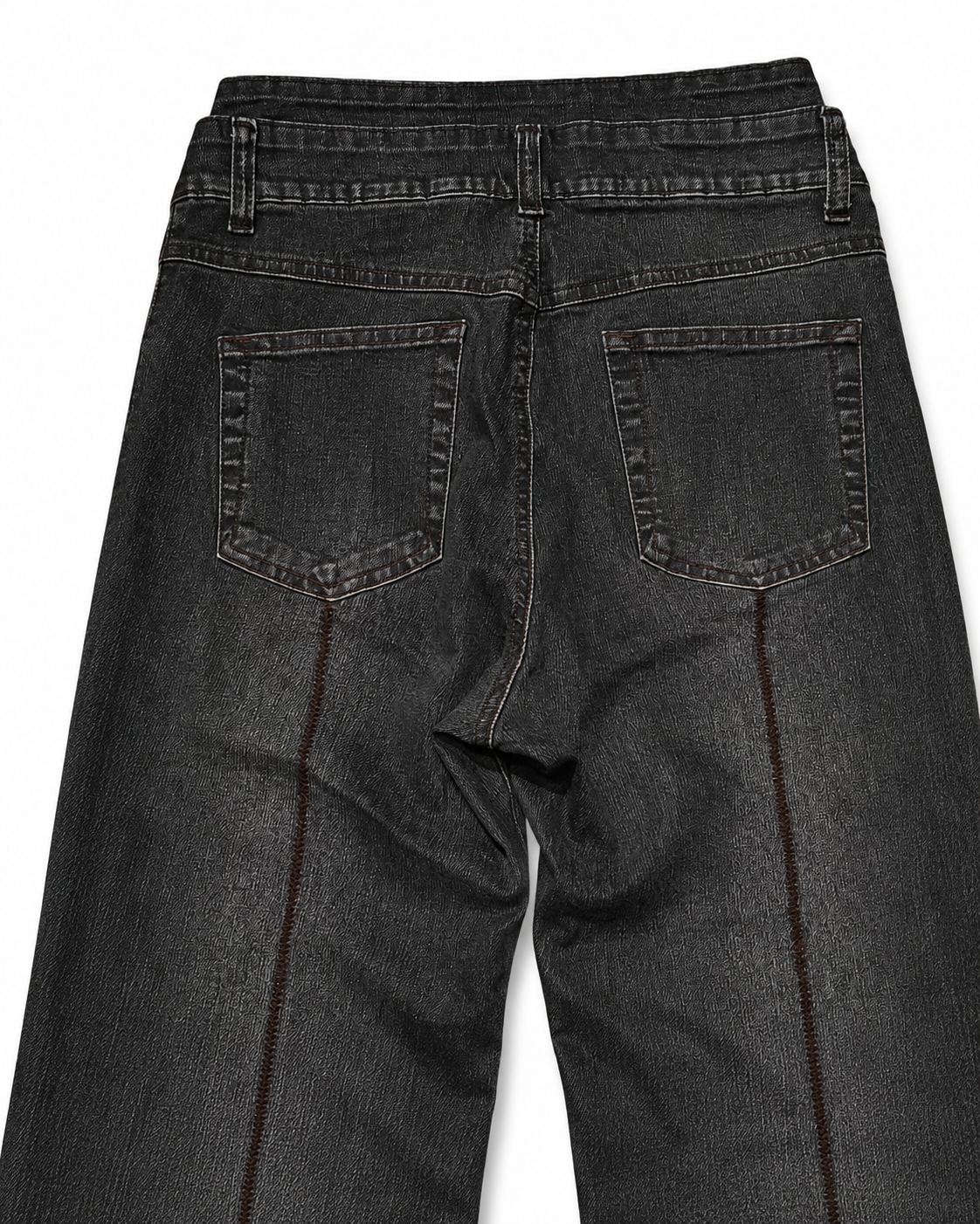 SUNROSE Low-Rise Bootcut – Faded Charcoal, Brown Stitch