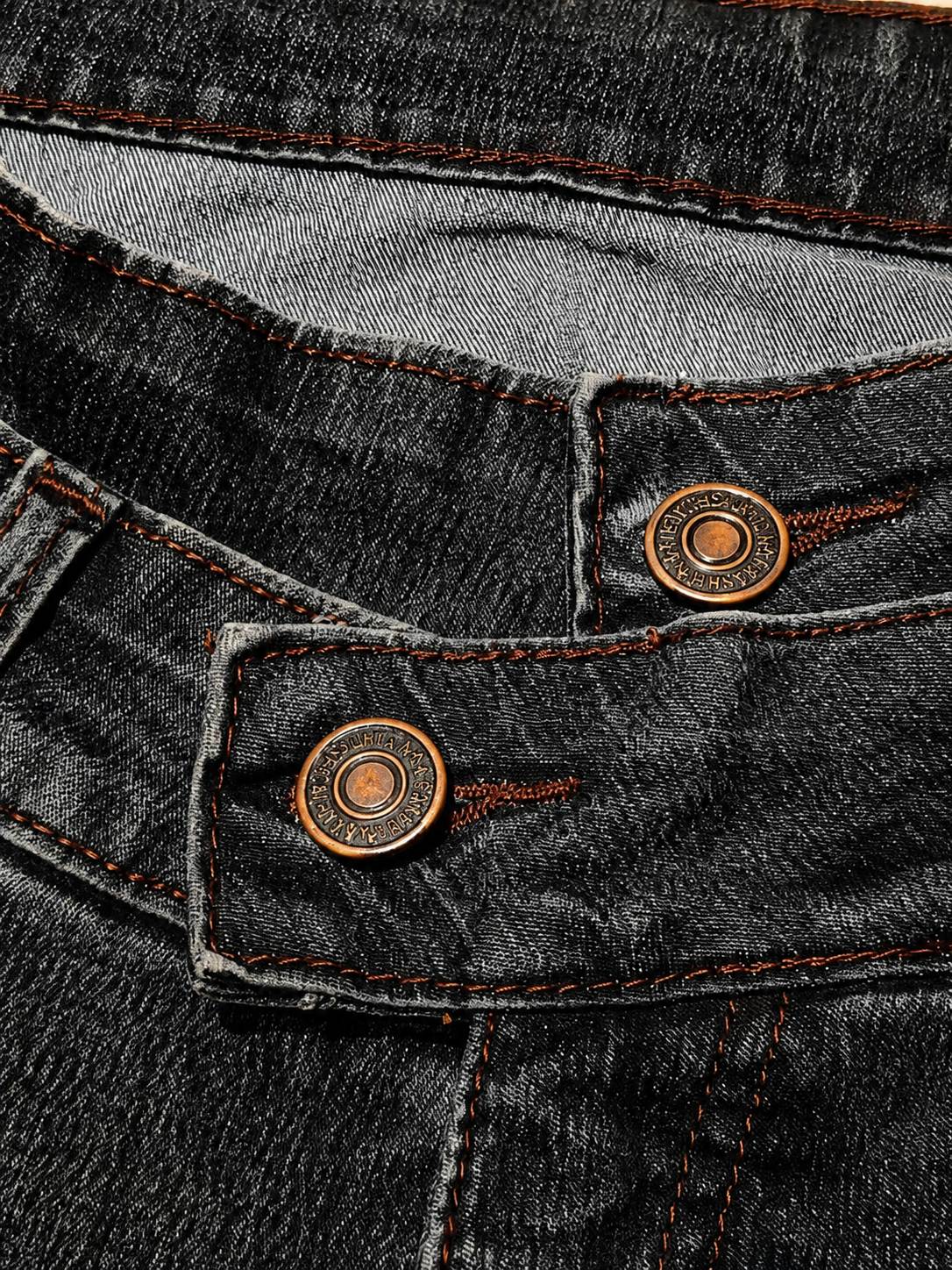 SUNROSE Low-Rise Bootcut – Faded Charcoal, Brown Stitch