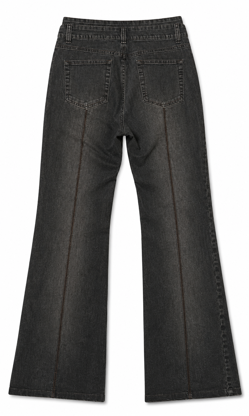 SUNROSE Low-Rise Bootcut – Faded Charcoal, Brown Stitch