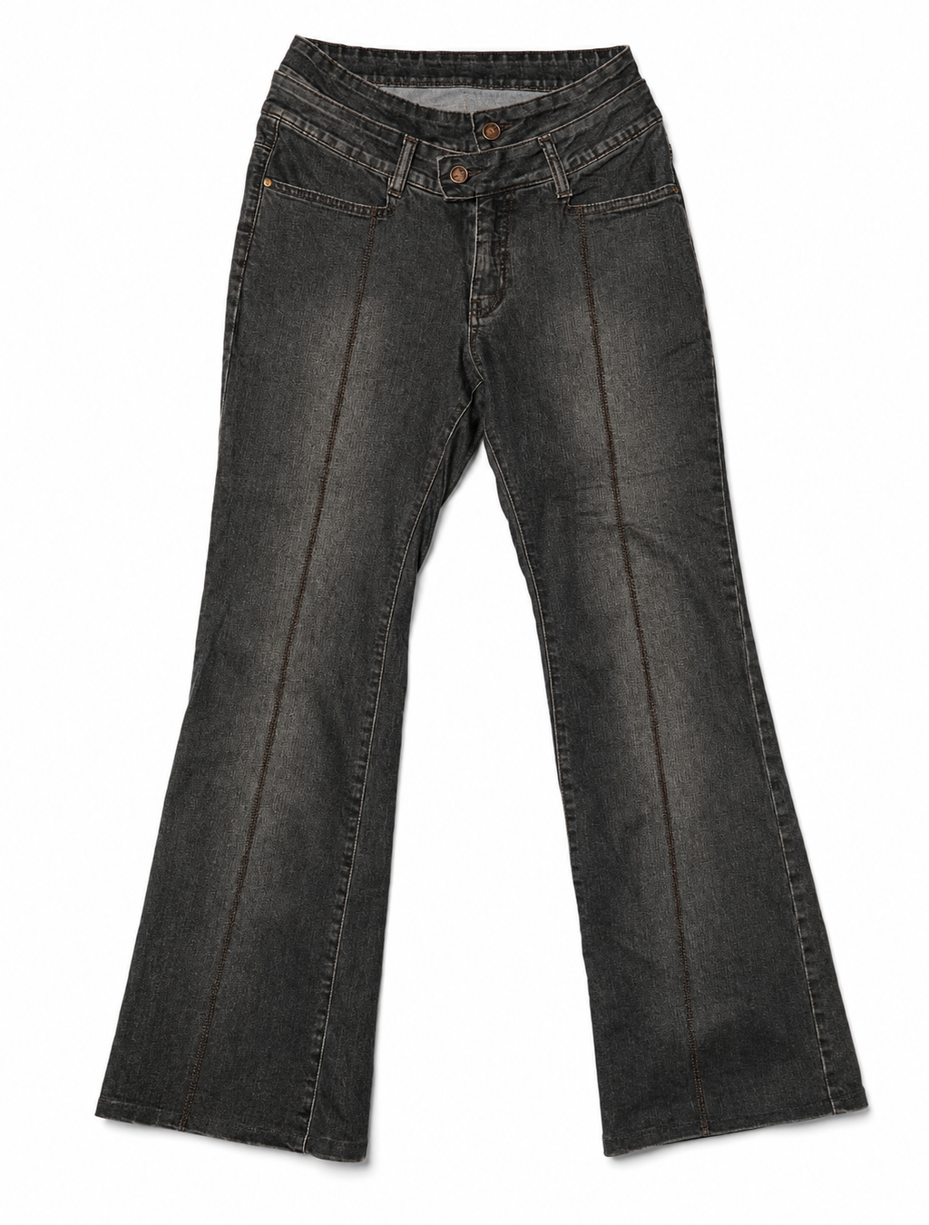 SUNROSE Low-Rise Bootcut – Faded Charcoal, Brown Stitch