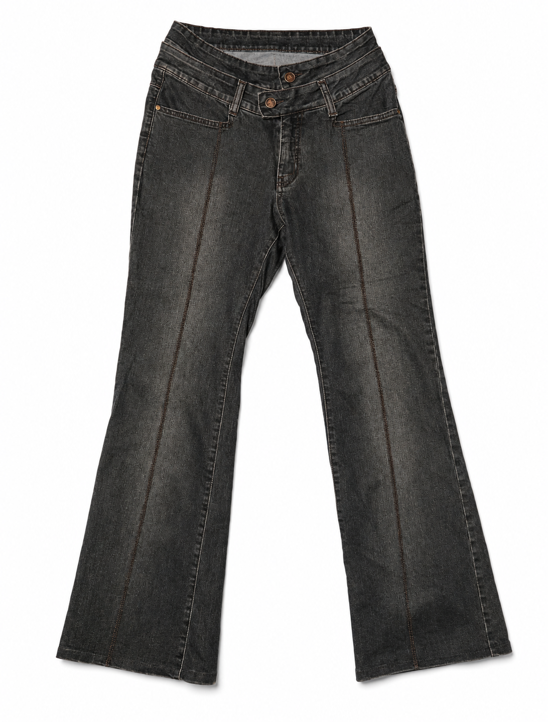 SUNROSE Low-Rise Bootcut – Faded Charcoal, Brown Stitch