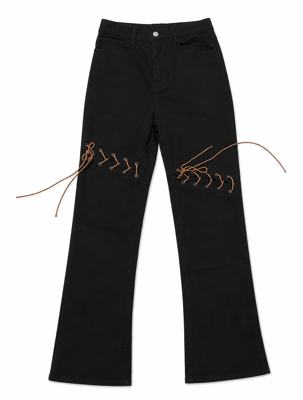 Black Flare Denim – Grommet Lacing, Raw Cords