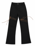 Black Flare Denim – Grommet Lacing, Raw Cords