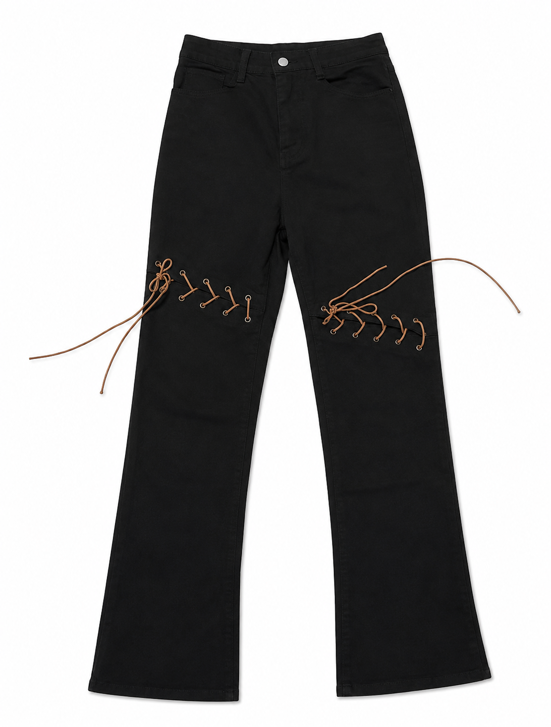 Black Flare Denim – Grommet Lacing, Raw Cords
