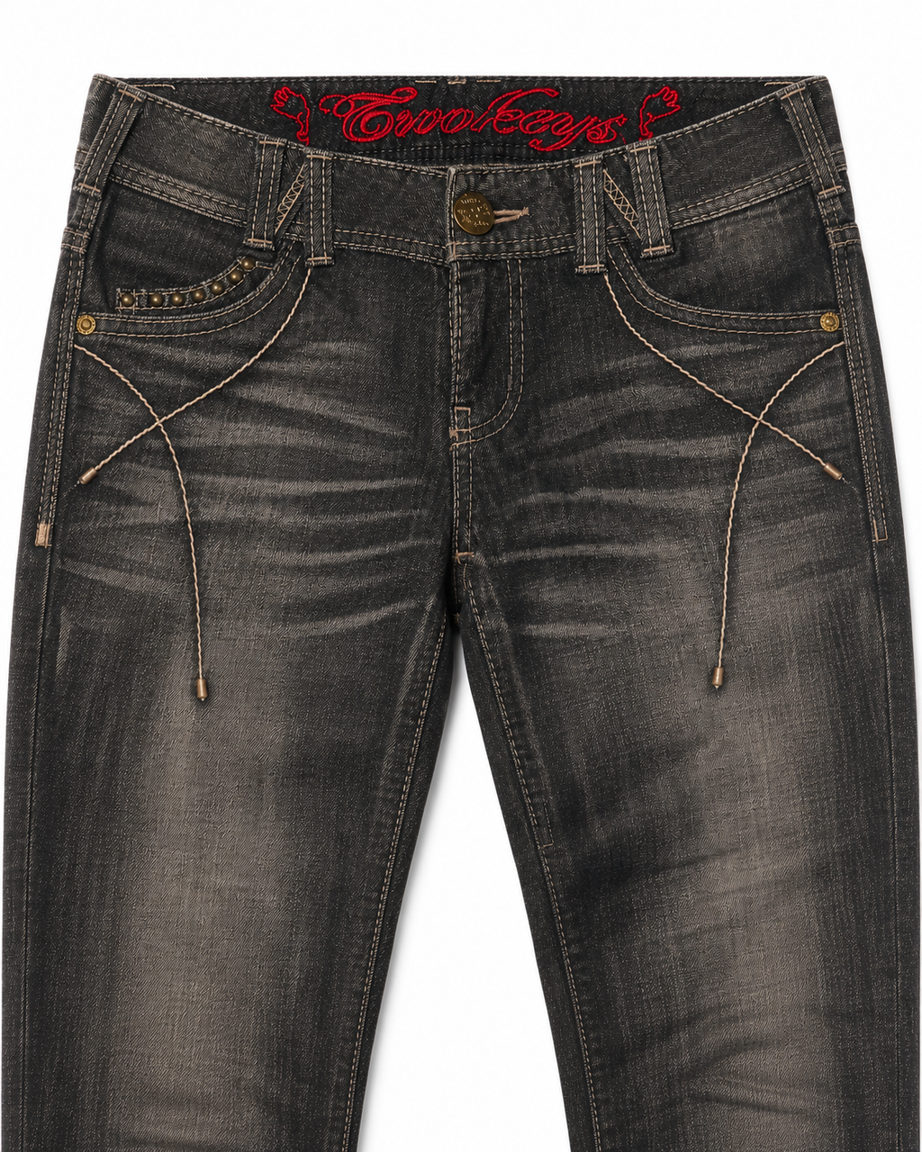 TWO KEYS Faded Tobacco Low-Rise Jeans