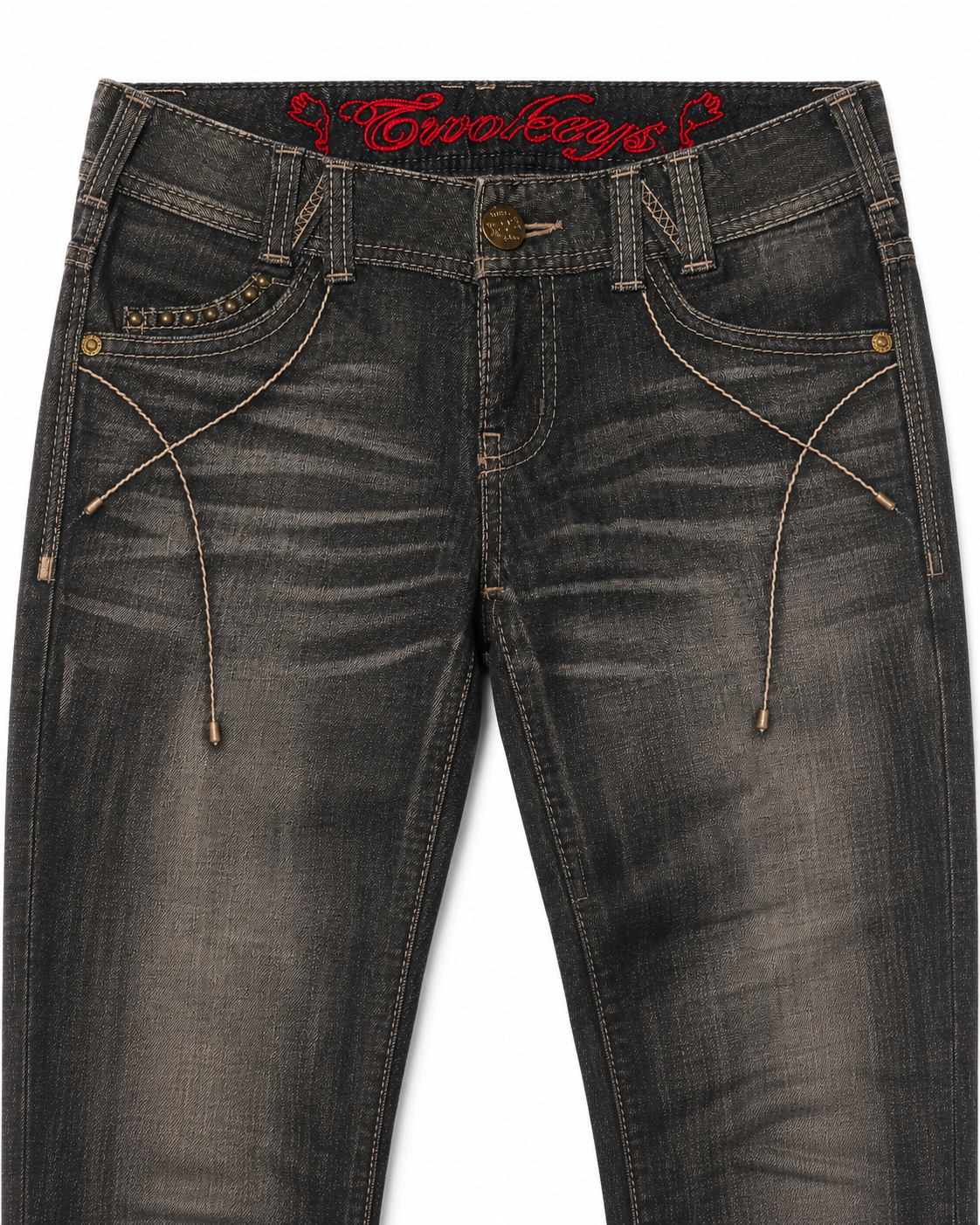 TWO KEYS Faded Tobacco Low-Rise Jeans