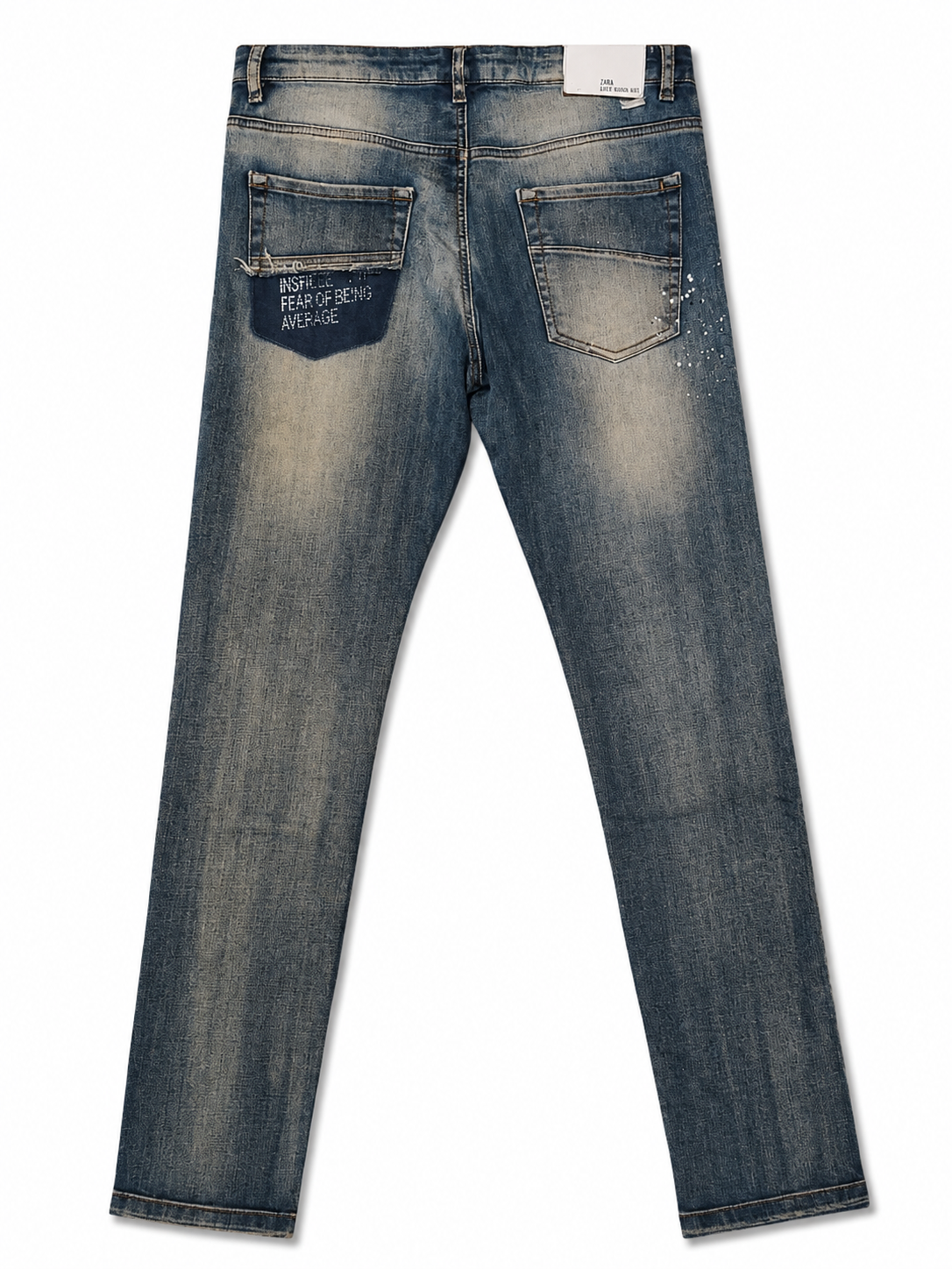 Zara Boys Denim Dept – Paint Splatter, Navy Text Patch