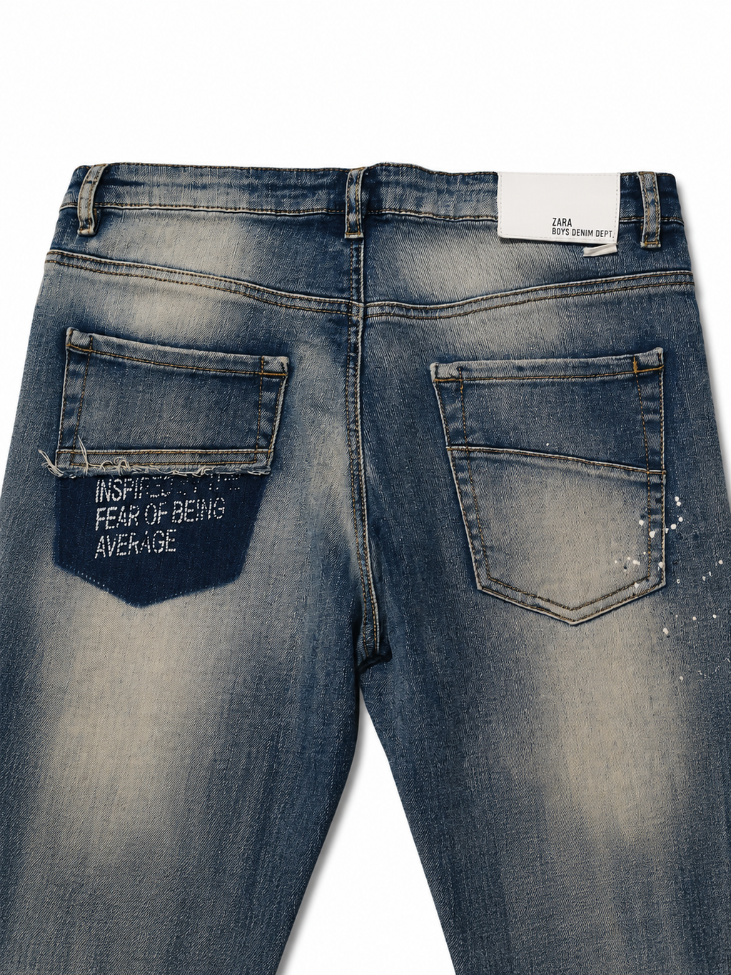 Zara Boys Denim Dept – Paint Splatter, Navy Text Patch