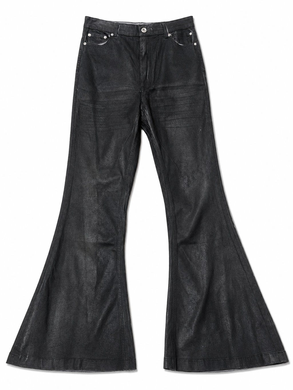 Coated Craquelure Denim Bell Bottom Flare