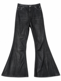 Coated Craquelure Denim Bell Bottom Flare