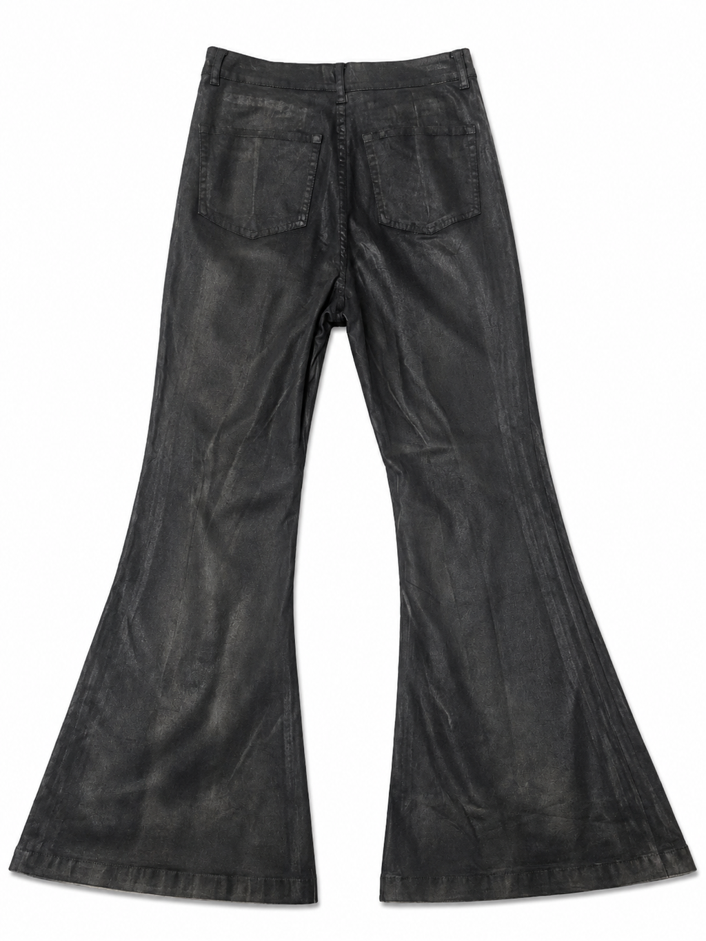 Coated Craquelure Denim Bell Bottom Flare
