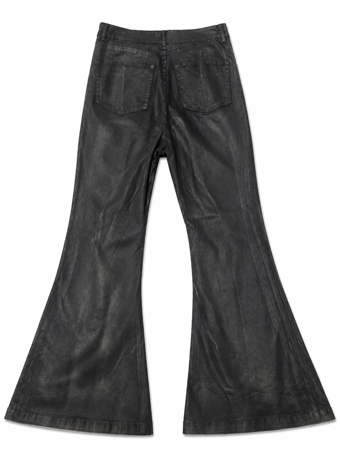 Coated Craquelure Denim Bell Bottom Flare