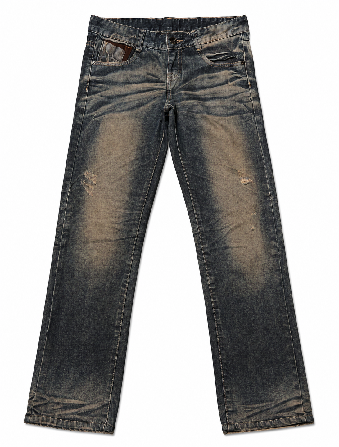 ManQiBeier Bootcut – Vintage Wash, Leather Trim Pockets