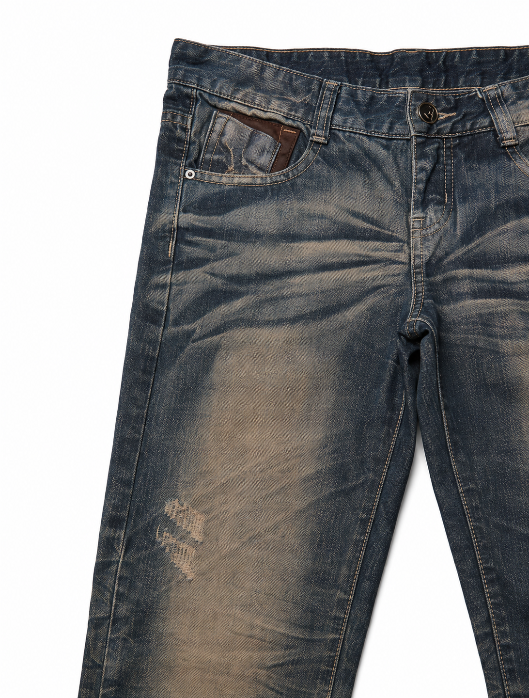 ManQiBeier Bootcut – Vintage Wash, Leather Trim Pockets