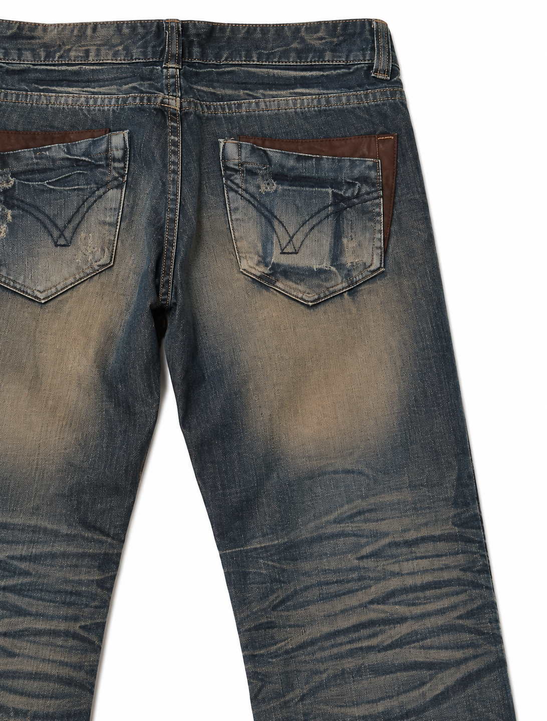 ManQiBeier Bootcut – Vintage Wash, Leather Trim Pockets