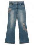 Baroque Embroidered Bootcut – Cream Scroll, Brass Hardware