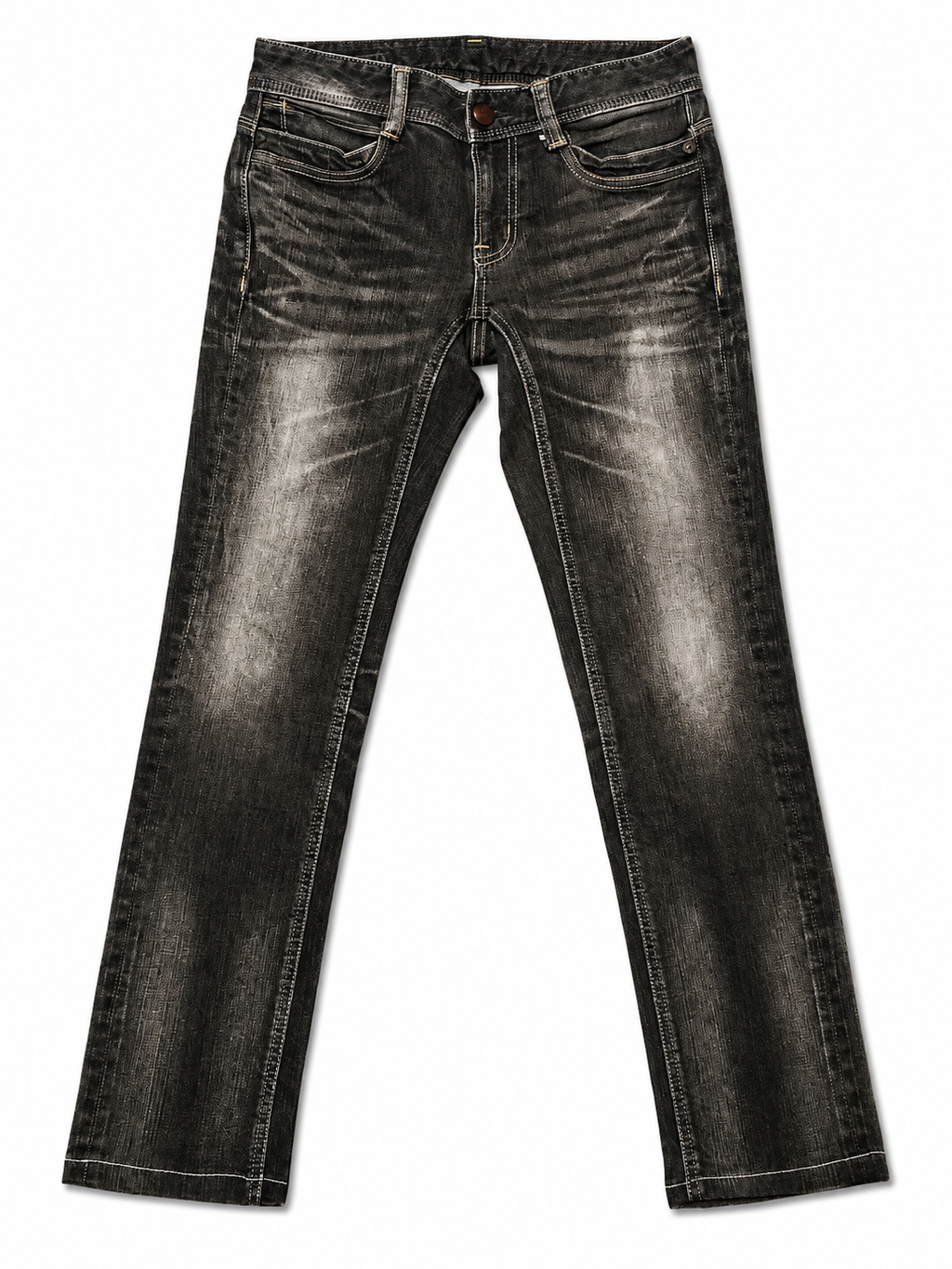 Brappers Y2K Bootcut – Black Wash, Baroque Embroidery