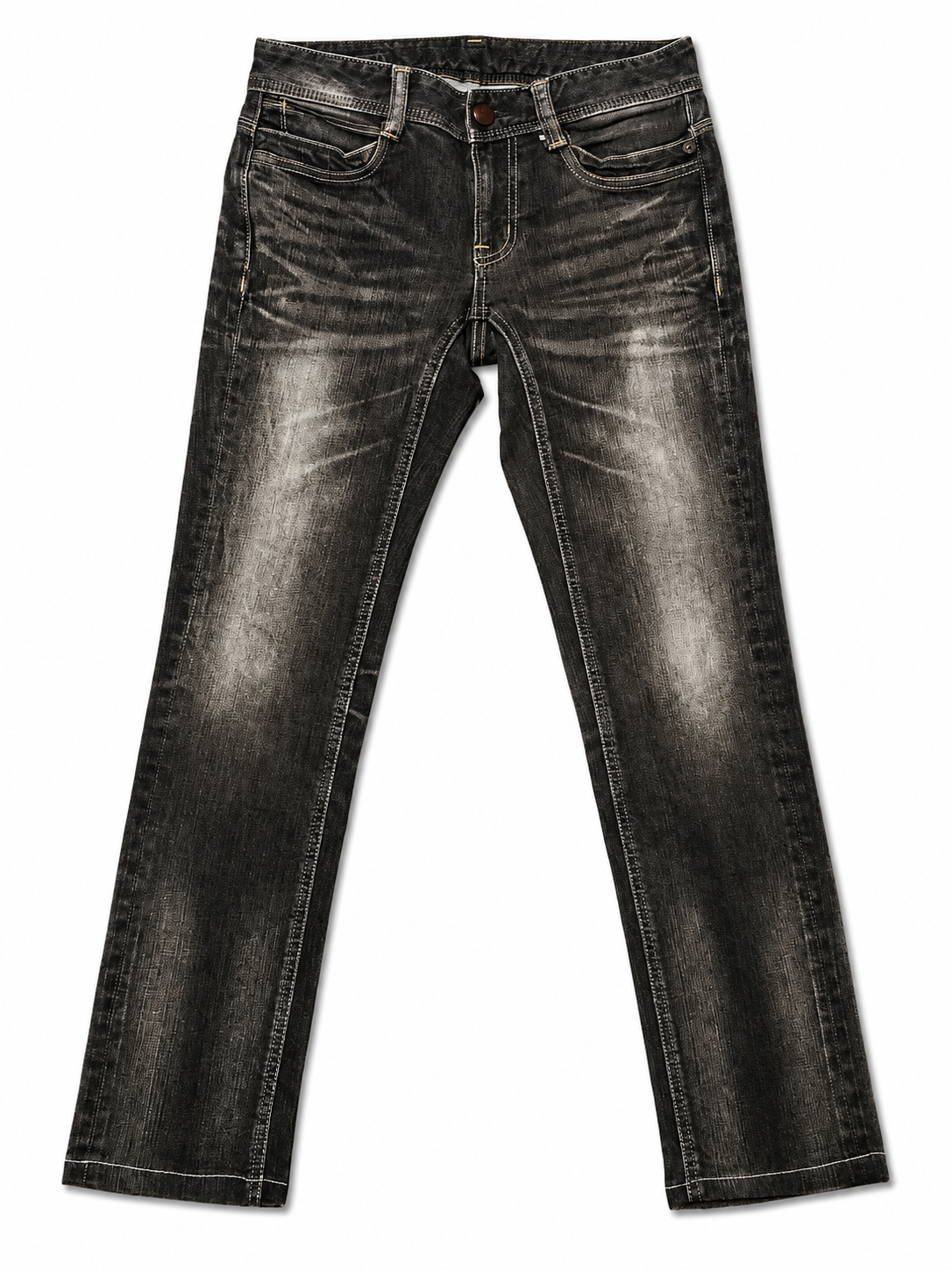 Brappers Y2K Bootcut – Black Wash, Baroque Embroidery