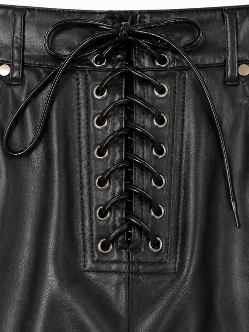 Industrial Laced Flared Leather Pants