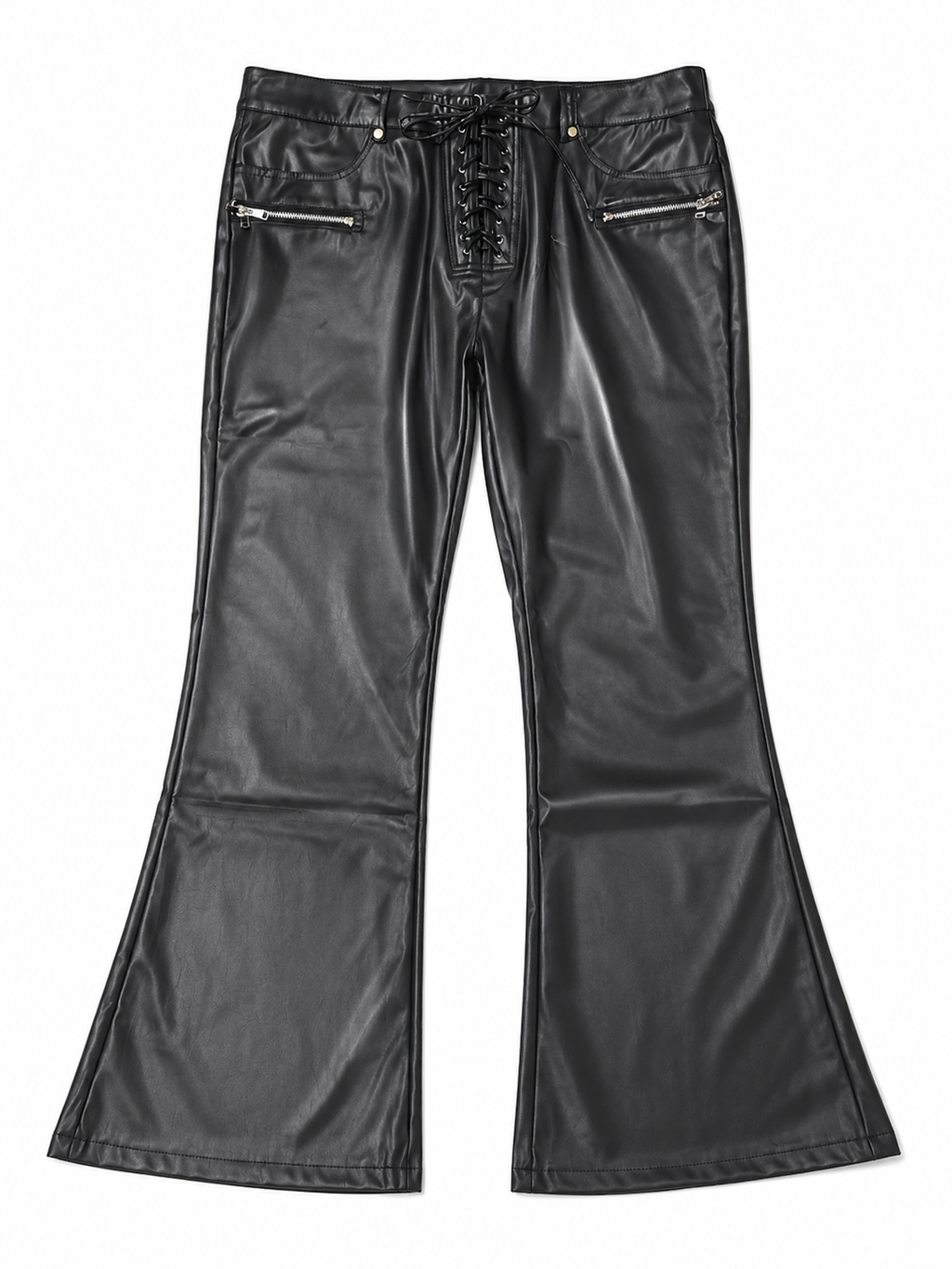 Industrial Laced Flared Leather Pants