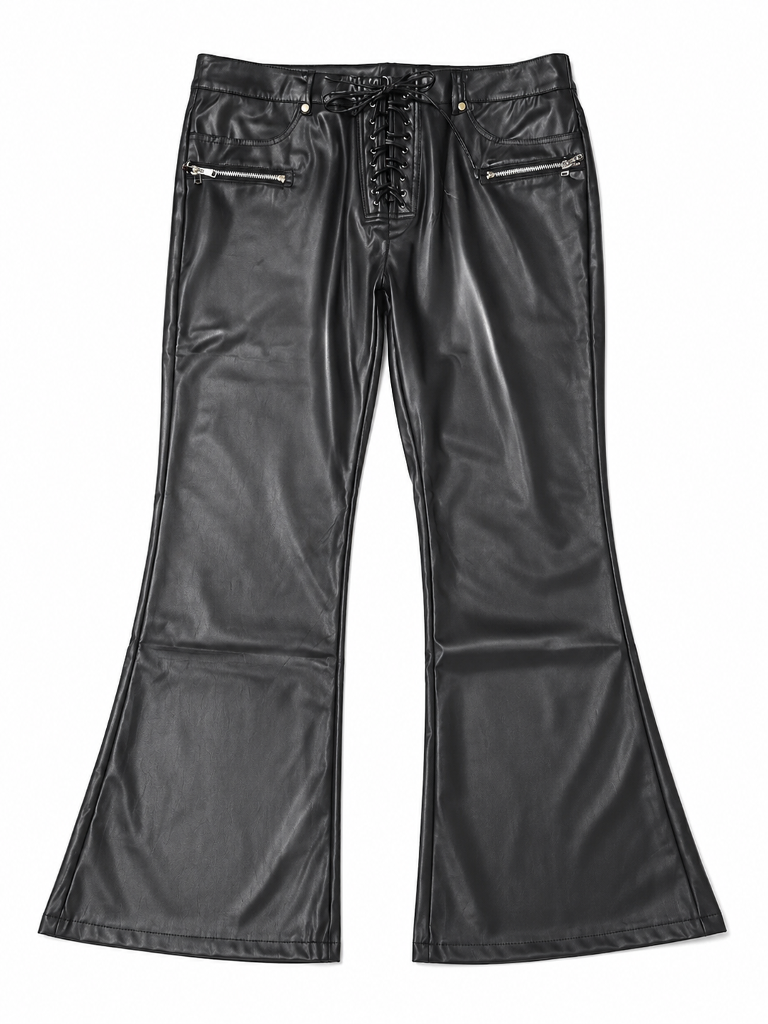 Industrial Laced Flared Leather Pants