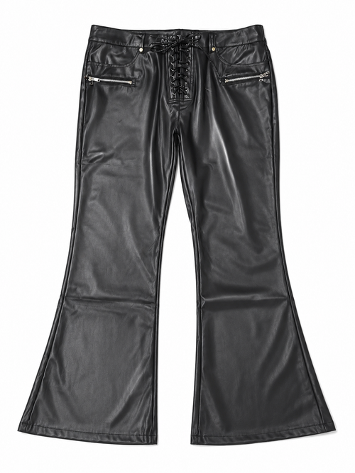 Industrial Laced Flared Leather Pants