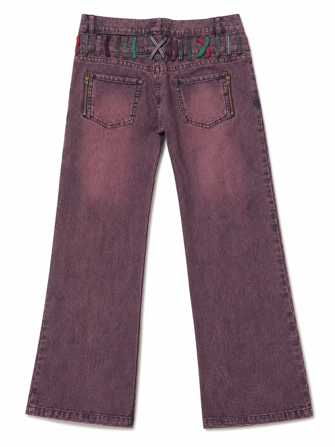 IN THE ATTIC Double Button Waistband Closure With Stacked Metal Shank Button Setup Reconstructed Detail Denim