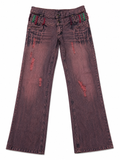 IN THE ATTIC Double Button Waistband Closure With Stacked Metal Shank Button Setup Reconstructed Detail Denim