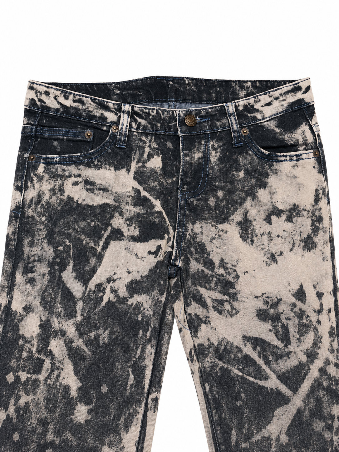 Alternative Style Acid Wash Denim with Raw Distressed Accents