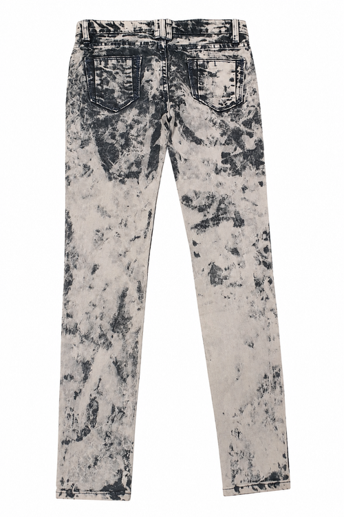 Alternative Style Acid Wash Denim with Raw Distressed Accents